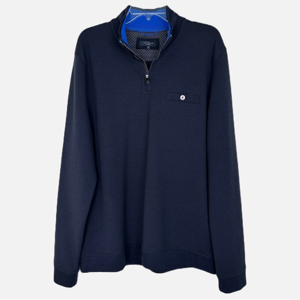 Ted Baker London Peper Trim Half Zip Pullover Blue Sz * XXL 2XL Ted B Sz 6